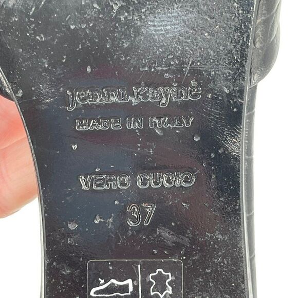 Jenni Kayne Textured Croc Embossed Leather D'Orsay Fats Shoes Black Women 37 - Picture 11 of 11